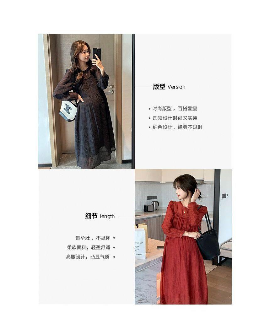 Maternity  Long-Sleeve Plain Maxi Dress Product Image