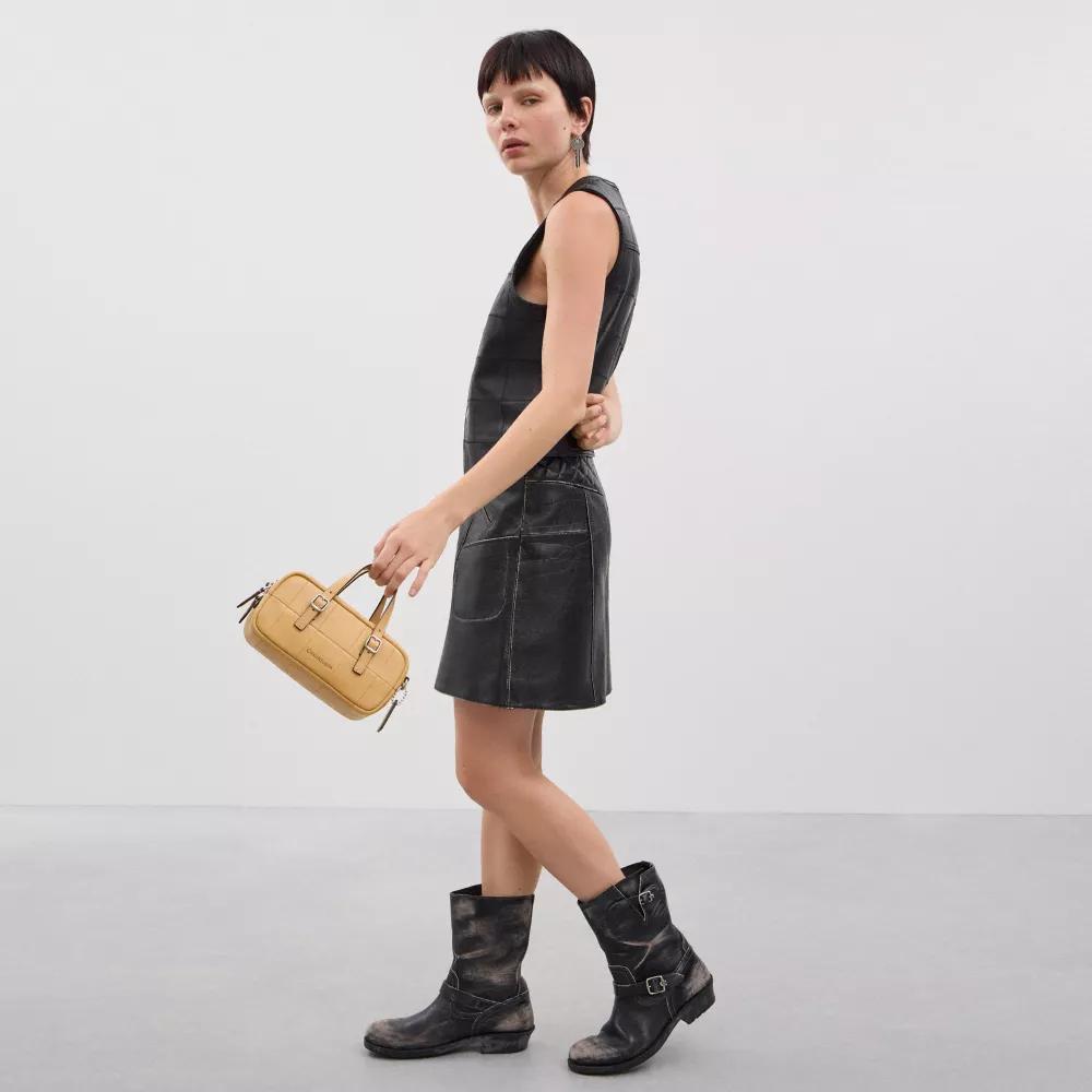Alter/Ego Mini Satchel Bag In Checkerboard Upcrafted Leather With Crossbody Strap Product Image