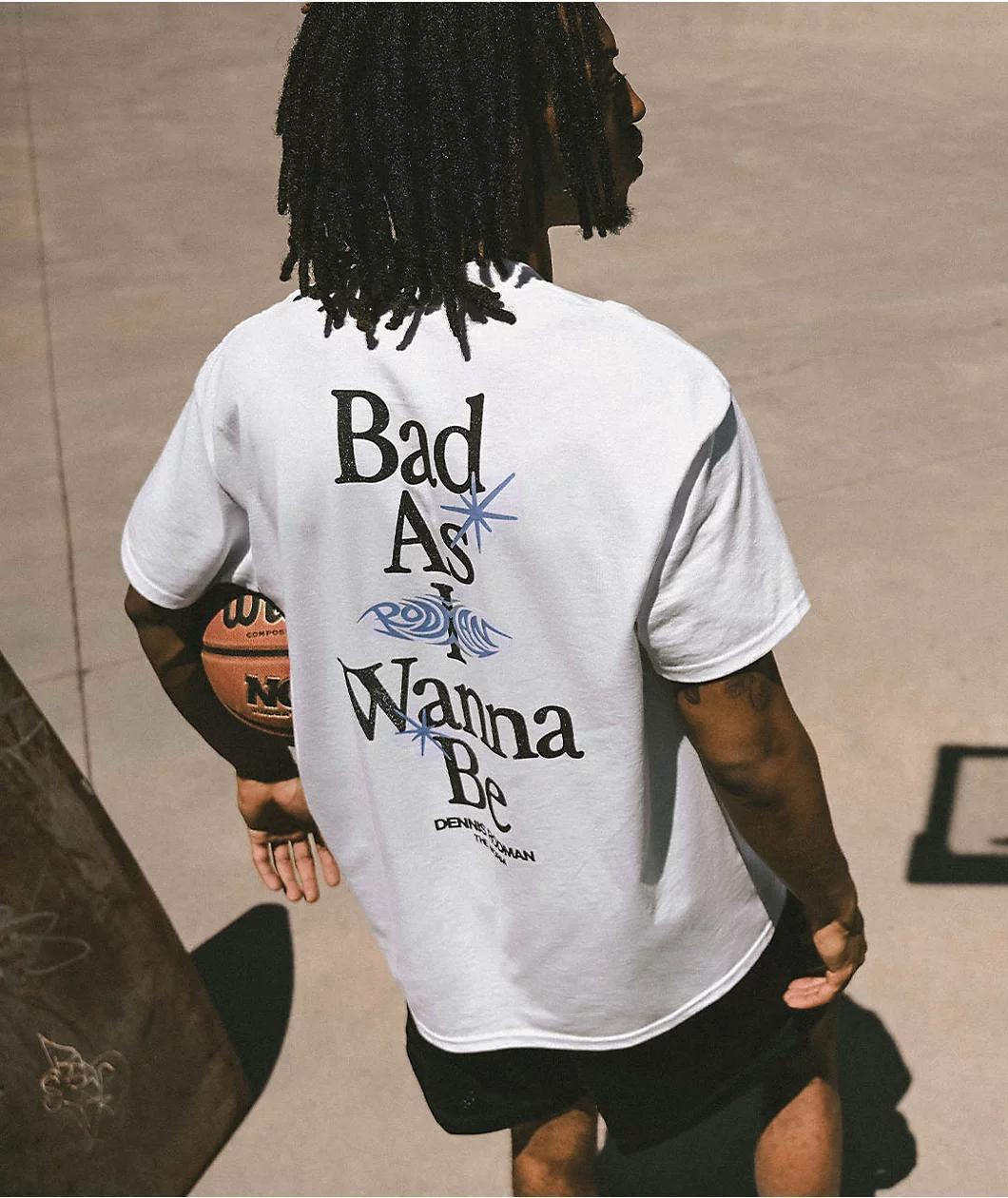 Rodman Apparel Bad Blue Hair UV Ray Ink White T-Shirt Product Image