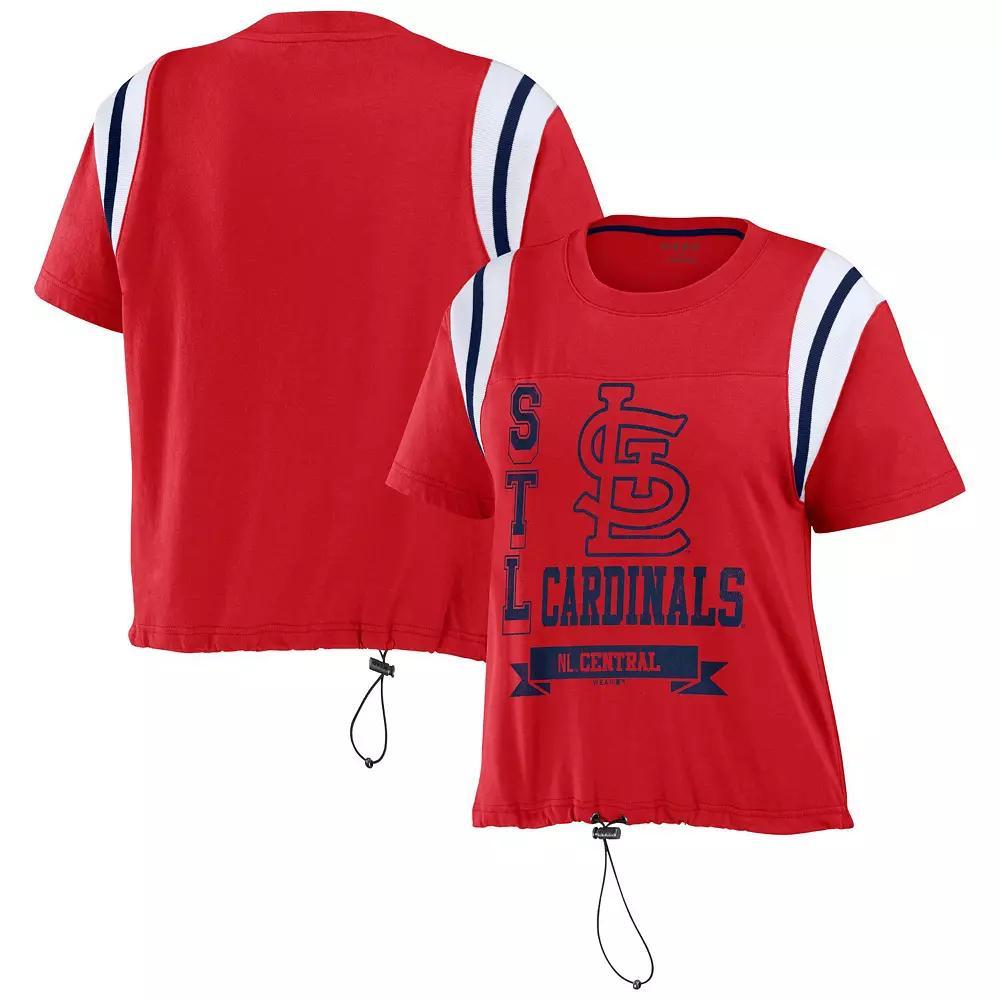 Women's WEAR by Erin Andrews Red St. Louis Cardinals Cinched Colorblock T-Shirt, Size: Medium Product Image