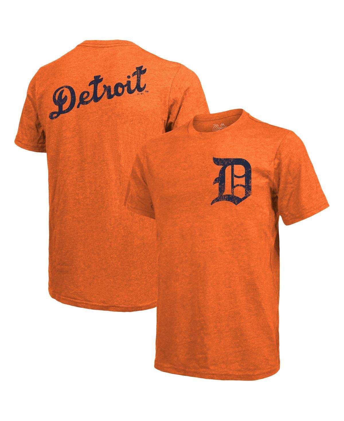 Men's Majestic Threads Orange Detroit Tigers Throwback Logo Tri-Blend T-Shirt, Size: Small Product Image
