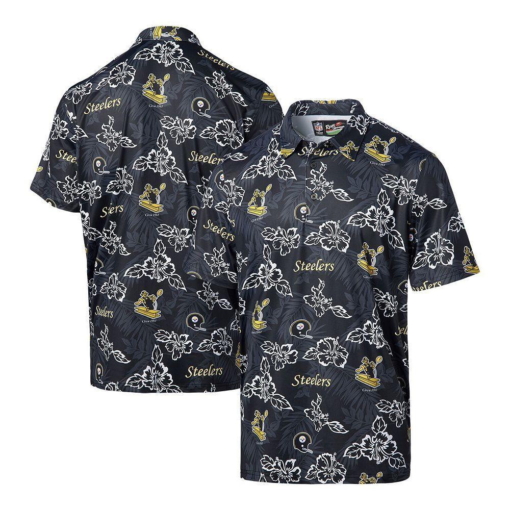 Men's Reyn Spooner Black Pittsburgh Steelers Throwback Pua Performance Polo, Size: Medium Product Image