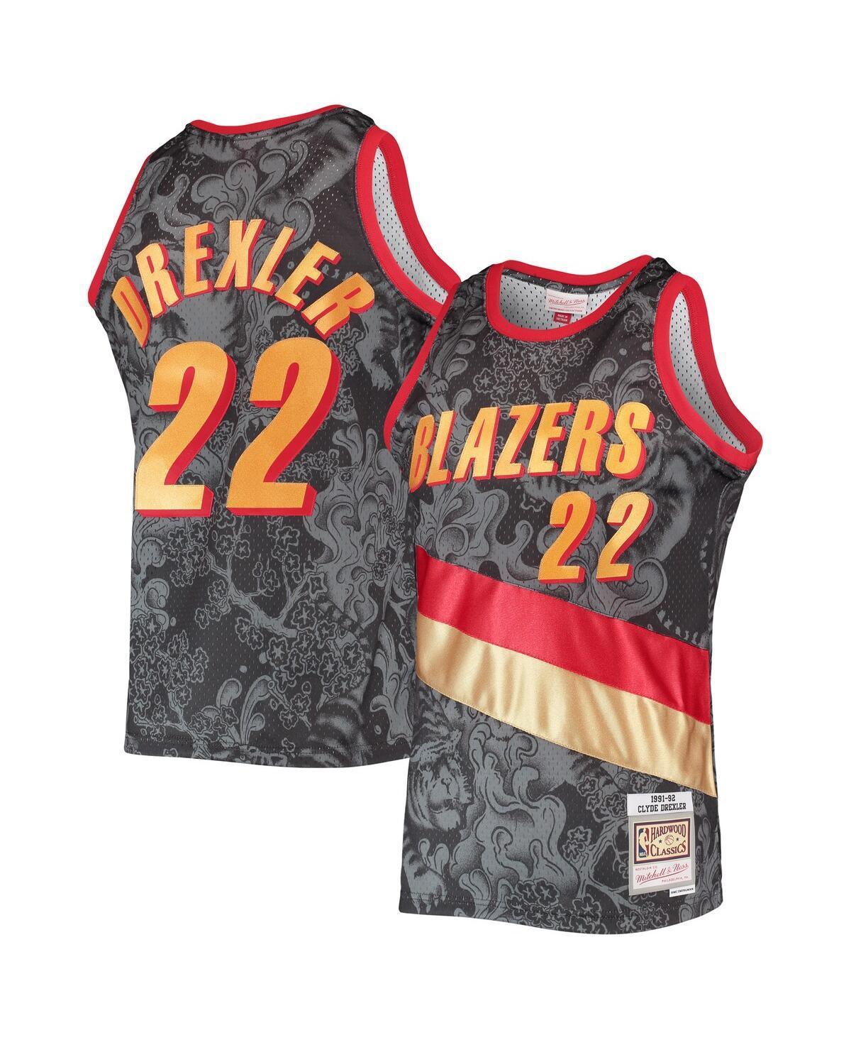 Men's Mitchell & Ness Clyde Drexler Black Portland Trail Blazers Hardwood Classics 1991-92 Lunar New Year Swingman Jersey, Size: Large Product Image