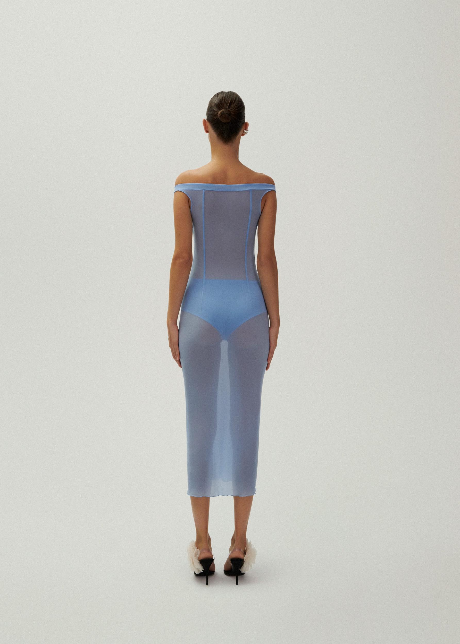 Flower bra jersey midi dress in light blue Product Image