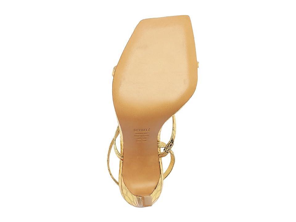 Womens Heloise 101MM Crocodile-Embossed Metallic Leather Sandals Product Image