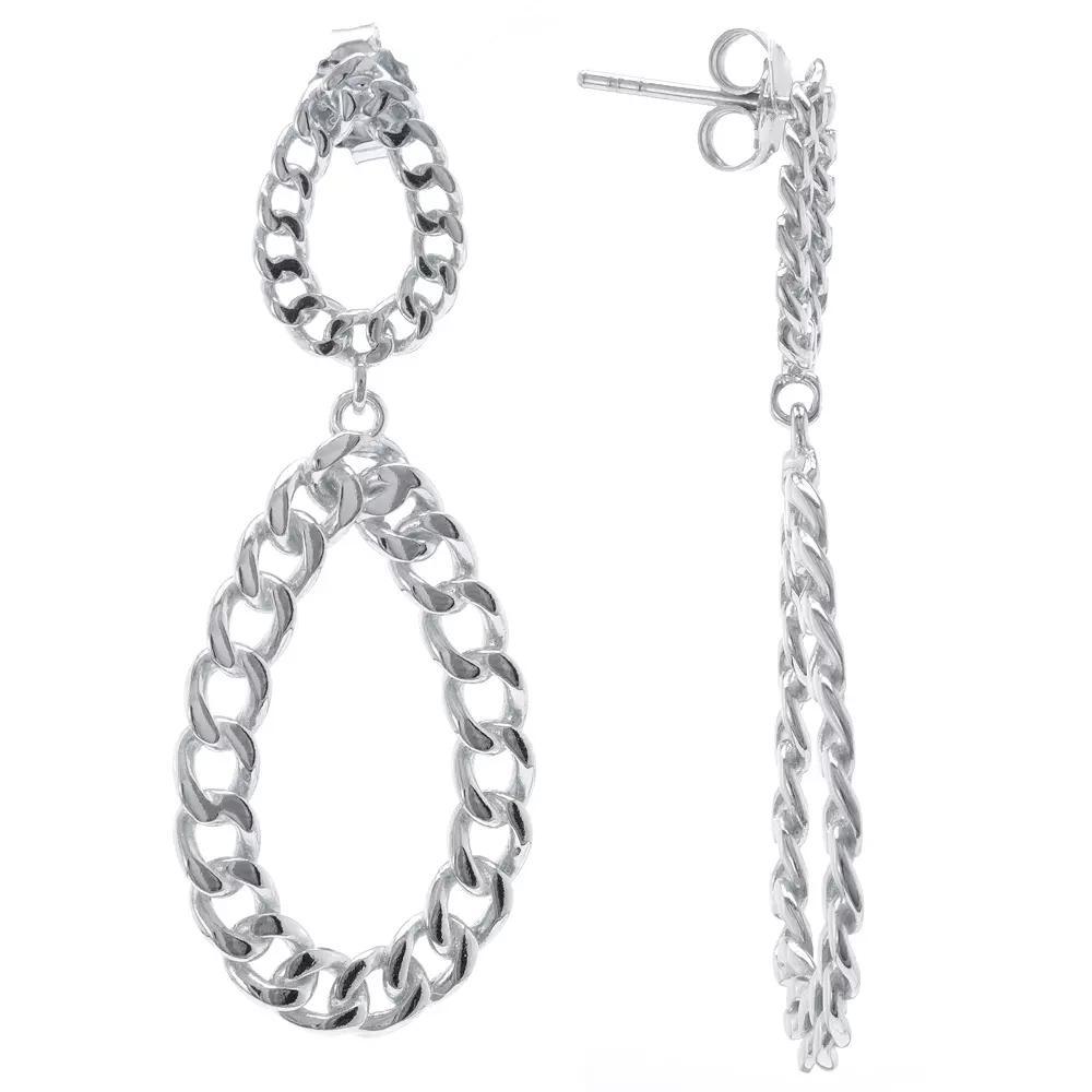 Judy Crowell Sterling Silver Chain Link Open Oval Double Drop Earrings, Women's, Gold Tone Product Image