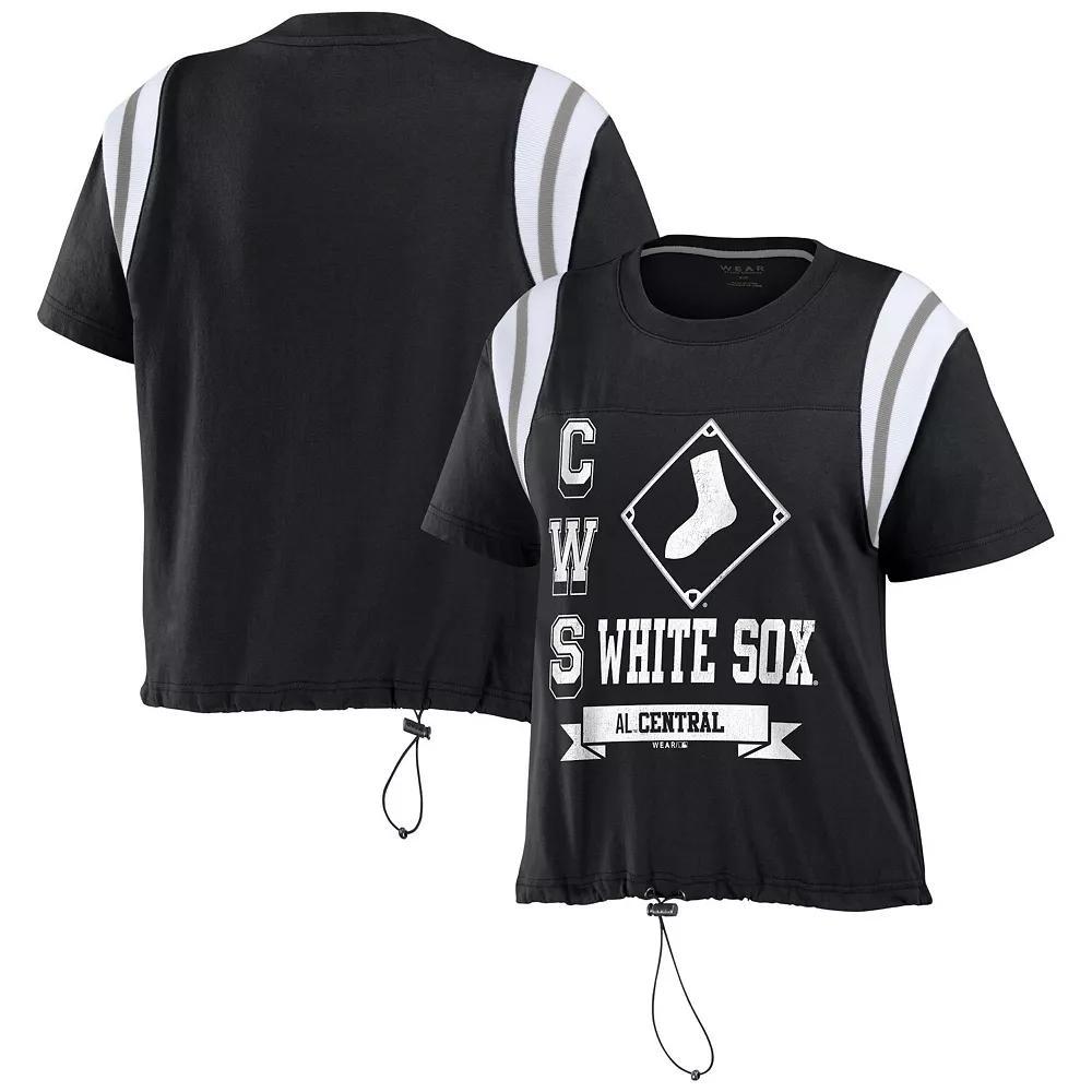 Women's WEAR by Erin Andrews Black Chicago White Sox Cinched Colorblock T-Shirt, Size: Medium Product Image