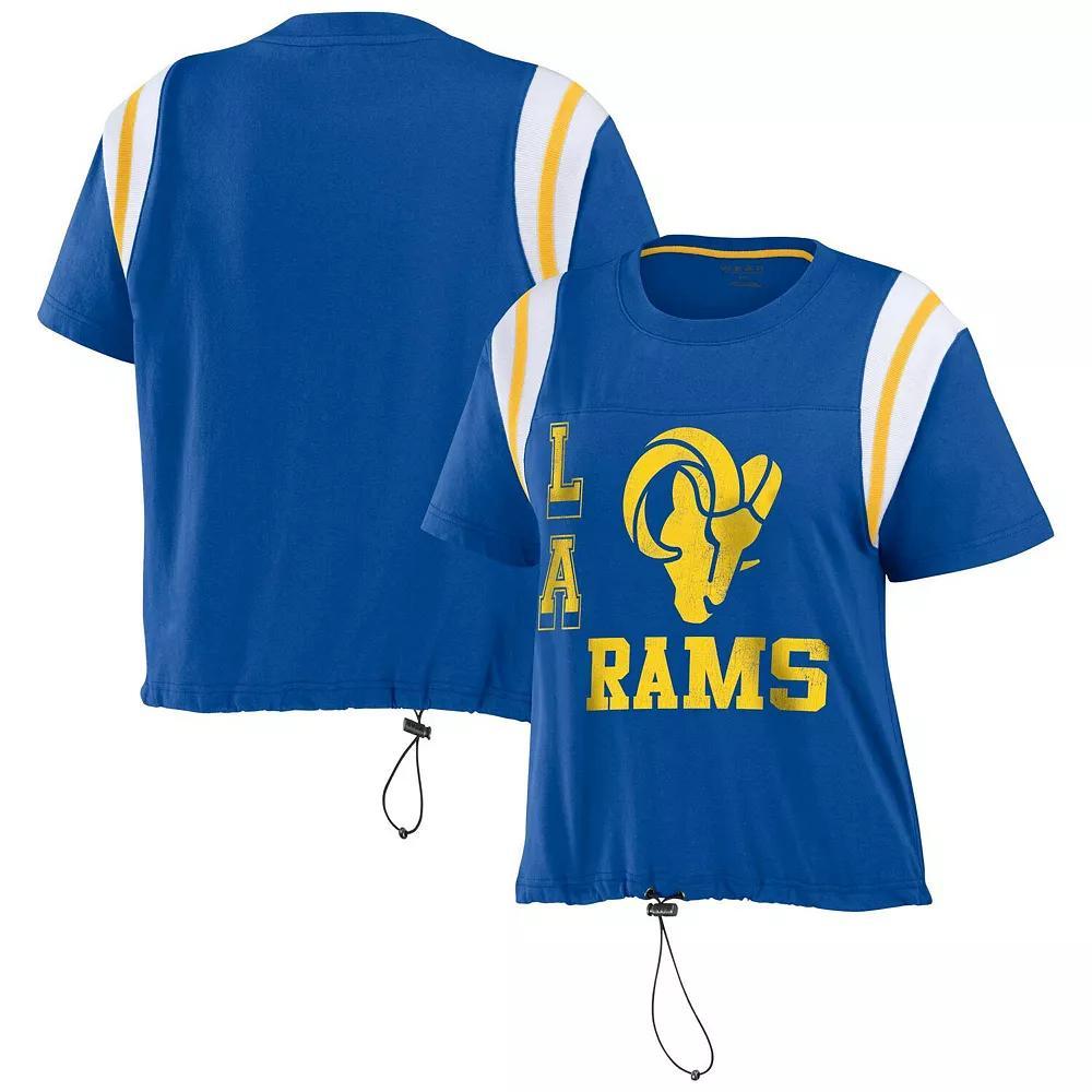 Women's WEAR by Erin Andrews Royal Los Angeles Rams Cinched Colorblock T-Shirt, Size: Small, Blue Product Image