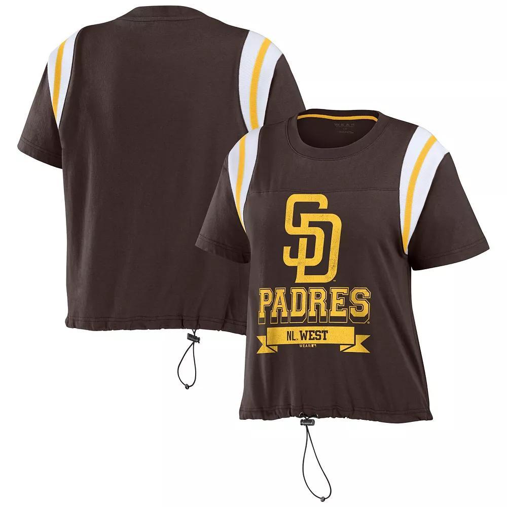 Women's WEAR by Erin Andrews Brown San Diego Padres Cinched Colorblock T-Shirt, Size: Large Product Image