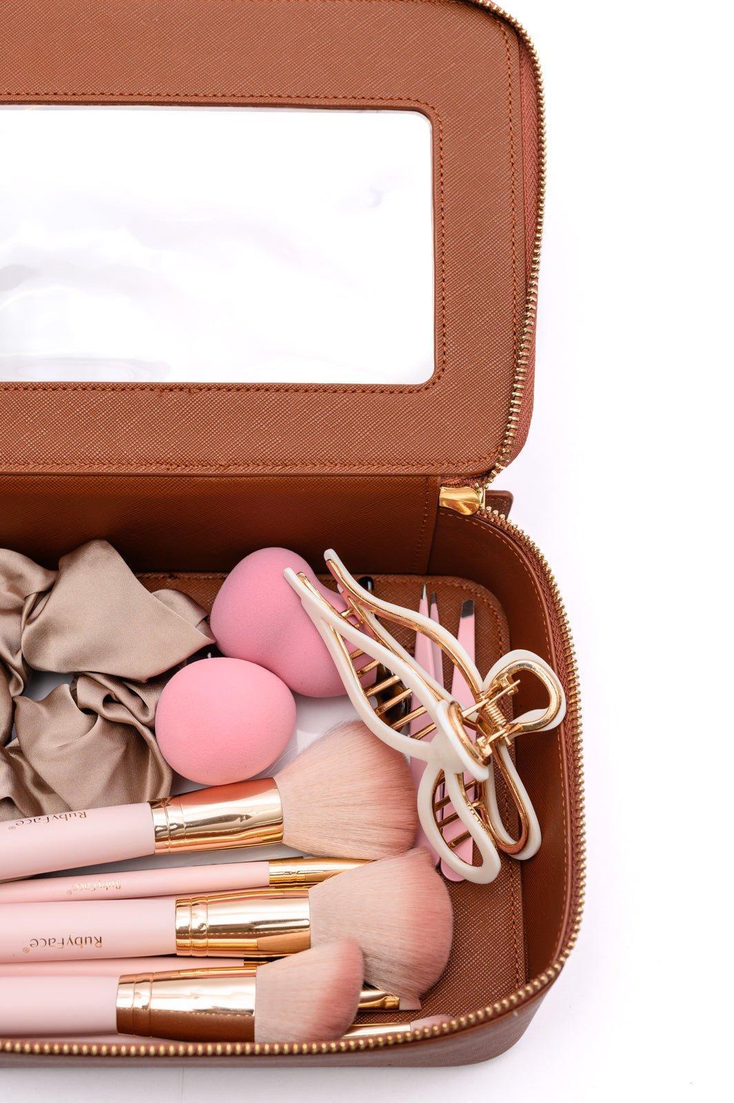 PU Leather Travel Cosmetic Case in Wine Product Image