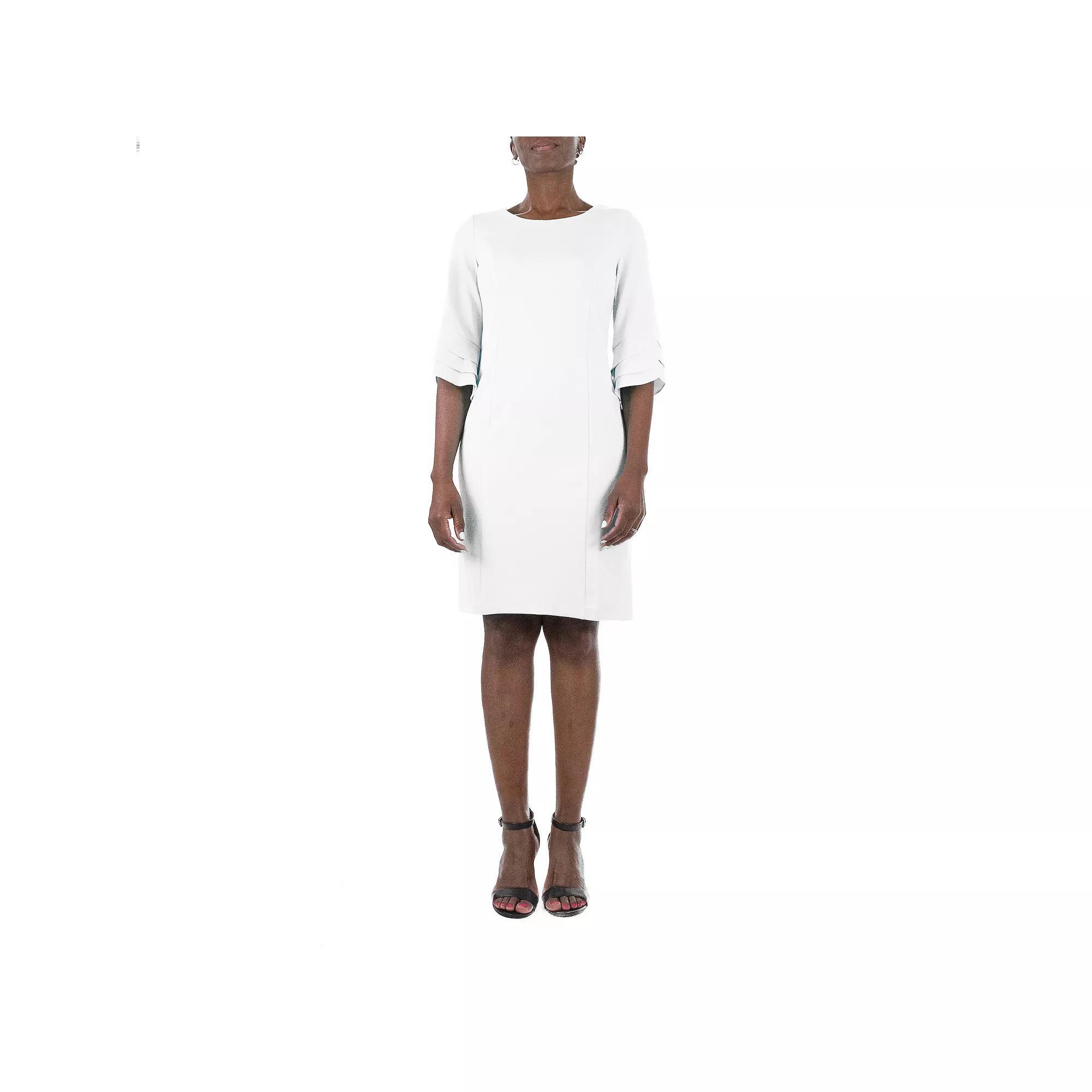 Womens Nina Leonard Tiered Sleeve Sheath Dress Deep Blue Product Image