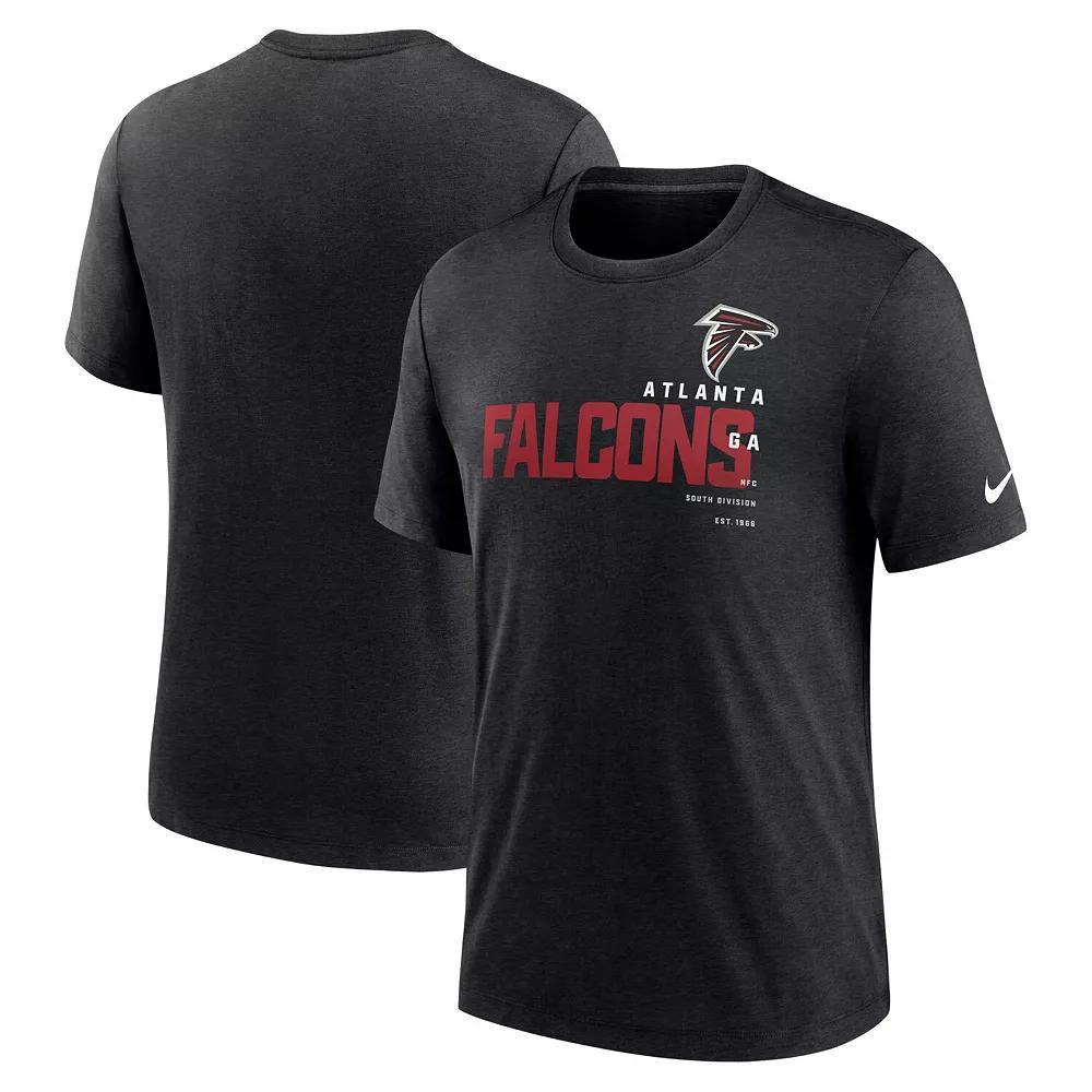 Men's Nike Heather Black Atlanta Falcons Team Tri-Blend T-Shirt, Size: Medium, Charco Product Image