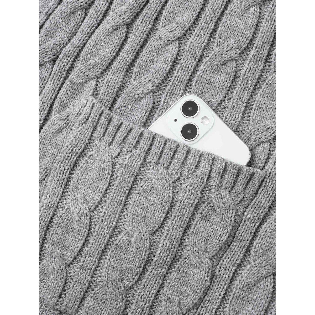 Plus Size Cable Knit Drop Shoulder Sleeve Cardigan Mediumgray Women Casual Loose Long Sleeve Everyday Cardigans BloomChic 26/4X Product Image