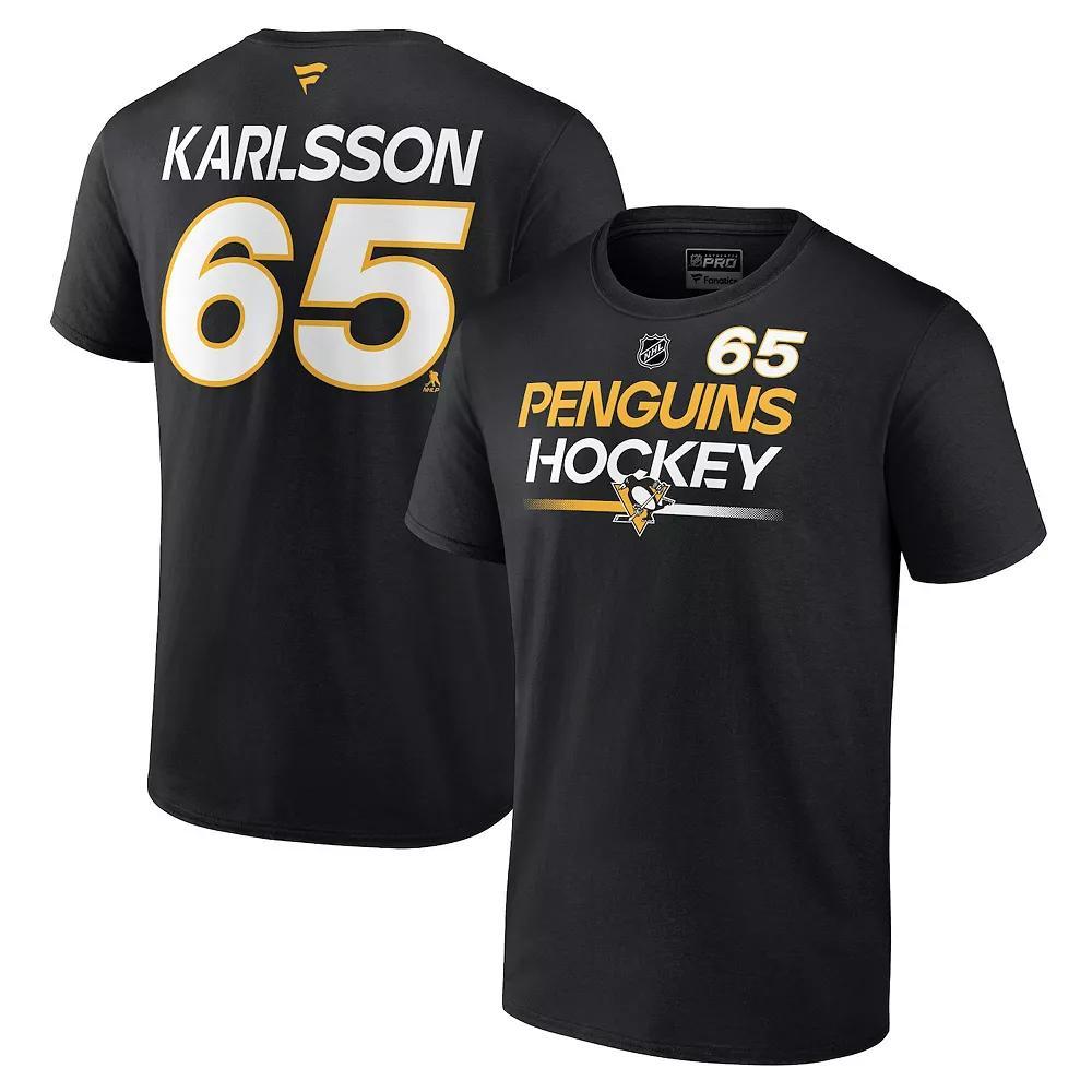 Men's Fanatics Branded Erik Karlsson Black Pittsburgh Penguins Authentic Pro Prime Name & Number T-Shirt, Size: Small Product Image