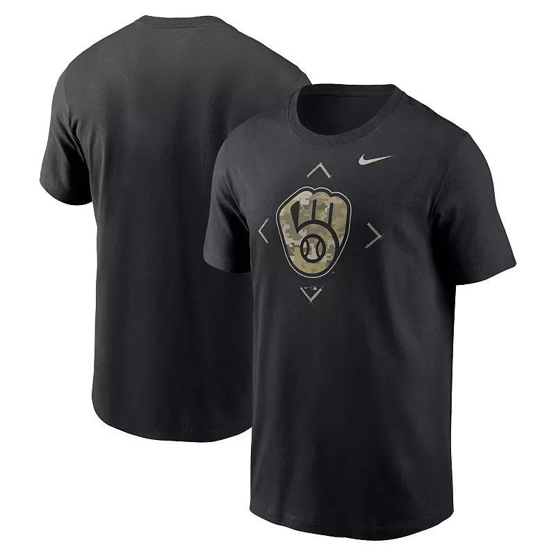 Men's Nike Black Milwaukee Brewers Camo Logo T-Shirt, Size: Small Product Image