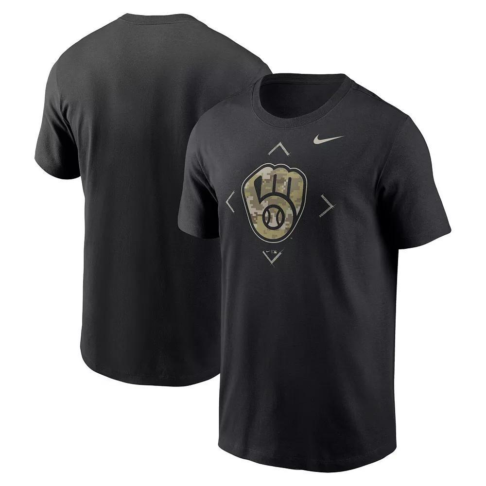 Men's Nike Black Milwaukee Brewers Camo Logo T-Shirt, Size: Small Product Image