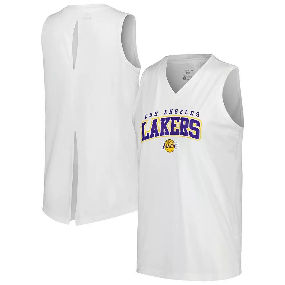 Women's Levelwear White Los Angeles Lakers Paisley Peekaboo Tank Top, Size: Medium Product Image