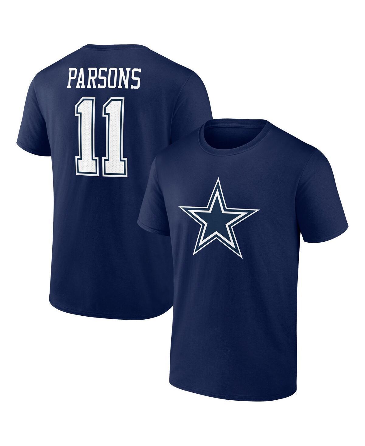 Men's Fanatics Branded Micah Parsons Navy Dallas Cowboys Player Icon Name & Number T-Shirt, Size: Medium, Blue Product Image