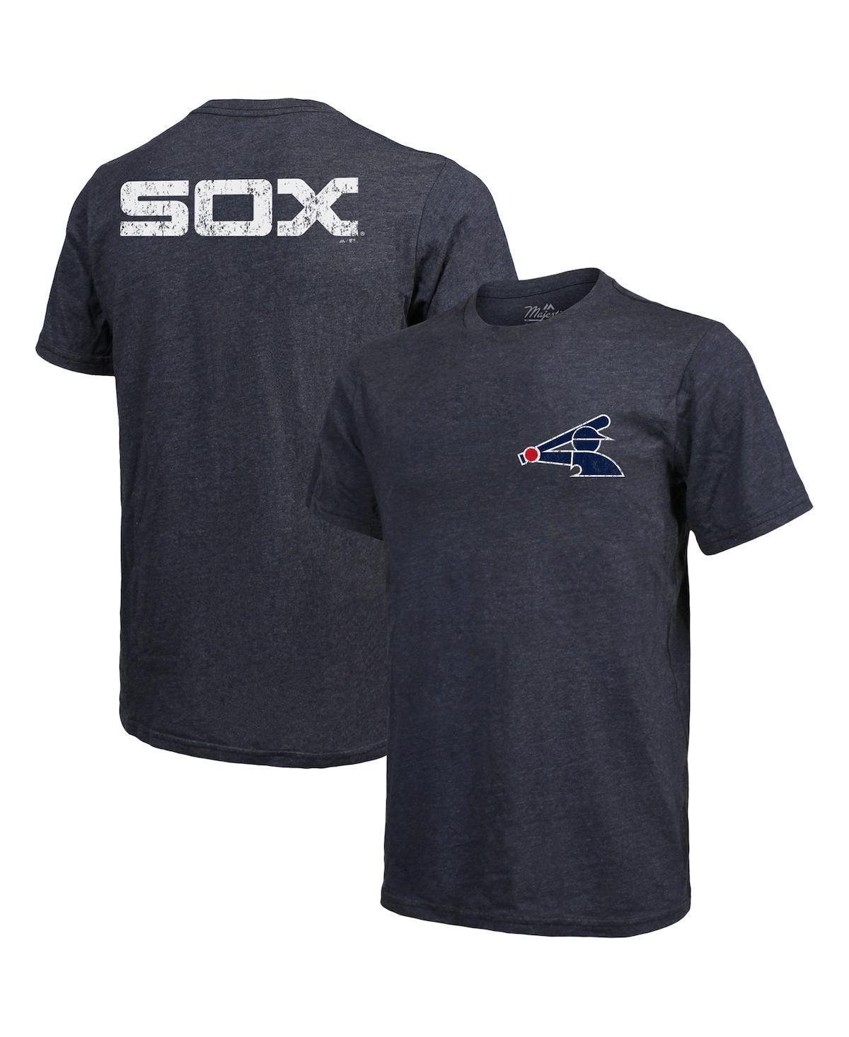 New England Patriots Majestic Threads Tri-Blend Pocket T-Shirt - Heathered Navy, Men's, Size: Small, Blue Product Image