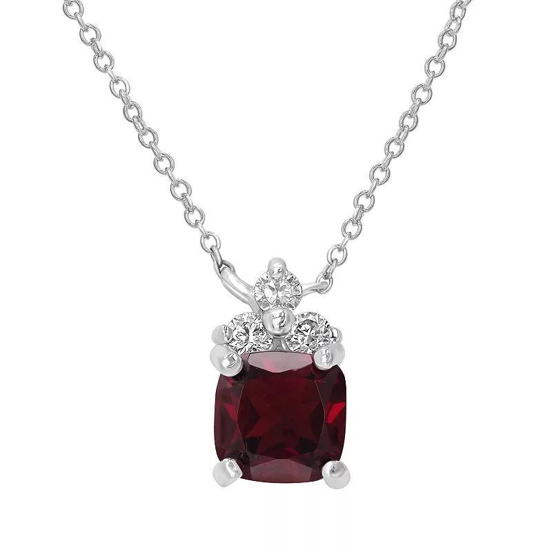Gemistry Sterling Silver Stone & Cubic Zirconia Cushion Cut Pendant Necklace, Women's, Size: 18-20" ADJ, Red Product Image