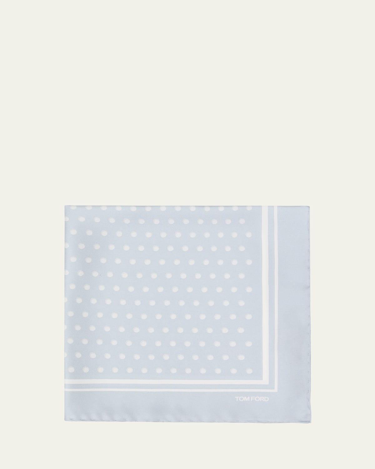 Mens Mulberry Silk Polka Dot-Print Pocket Square Product Image
