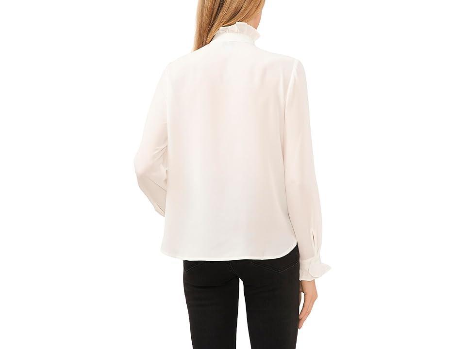 CeCe Long Sleeve Ruffled Neck Blouse (New Ivory) Women's Clothing Product Image