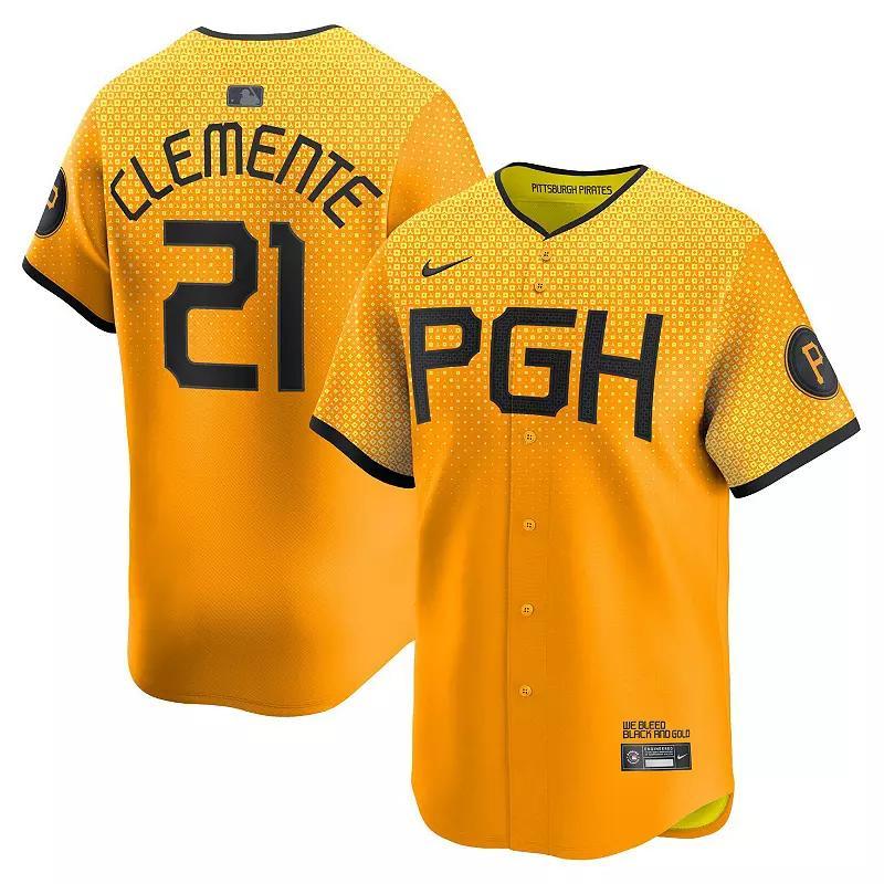 Men's Nike Roberto Clemente Gold Pittsburgh Pirates City Connect Limited Player Jersey, Size: Small Product Image