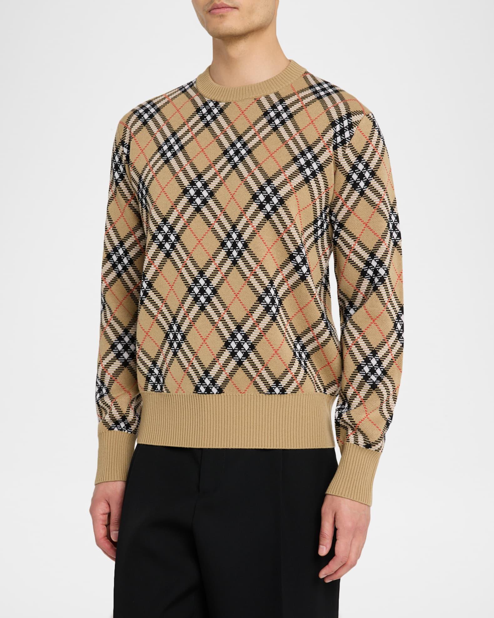 Men's Vintage Check Knit Crewneck Sweater Product Image