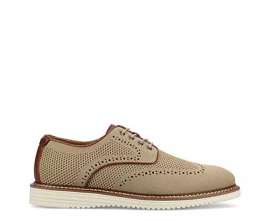VANCE Whitaker Comfort Mens Flexible Casual Knit Wingtip Hybrid Dress Shoes Brown Product Image