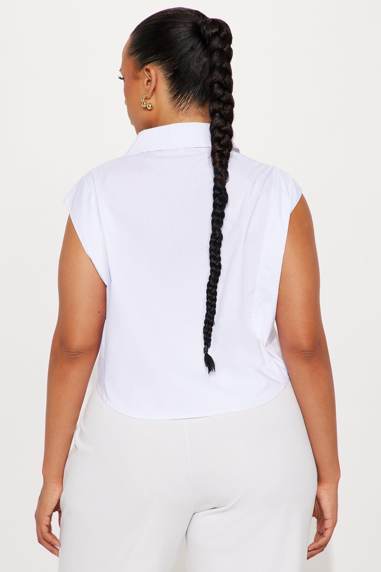 Dream Of Me Lace Up Poplin Top - White Product Image
