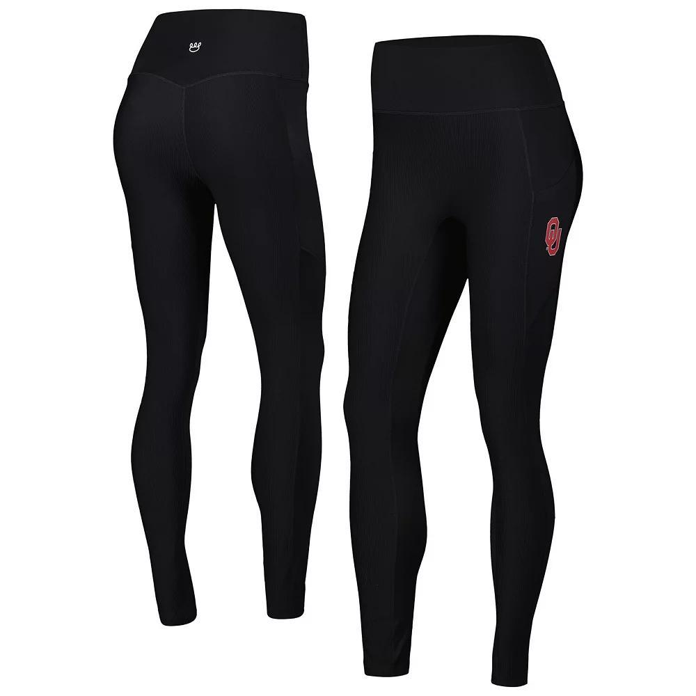 Women's  Black Oklahoma Sooners 7/8 Mixed Media Pocket iLeggings, Size: XL Product Image