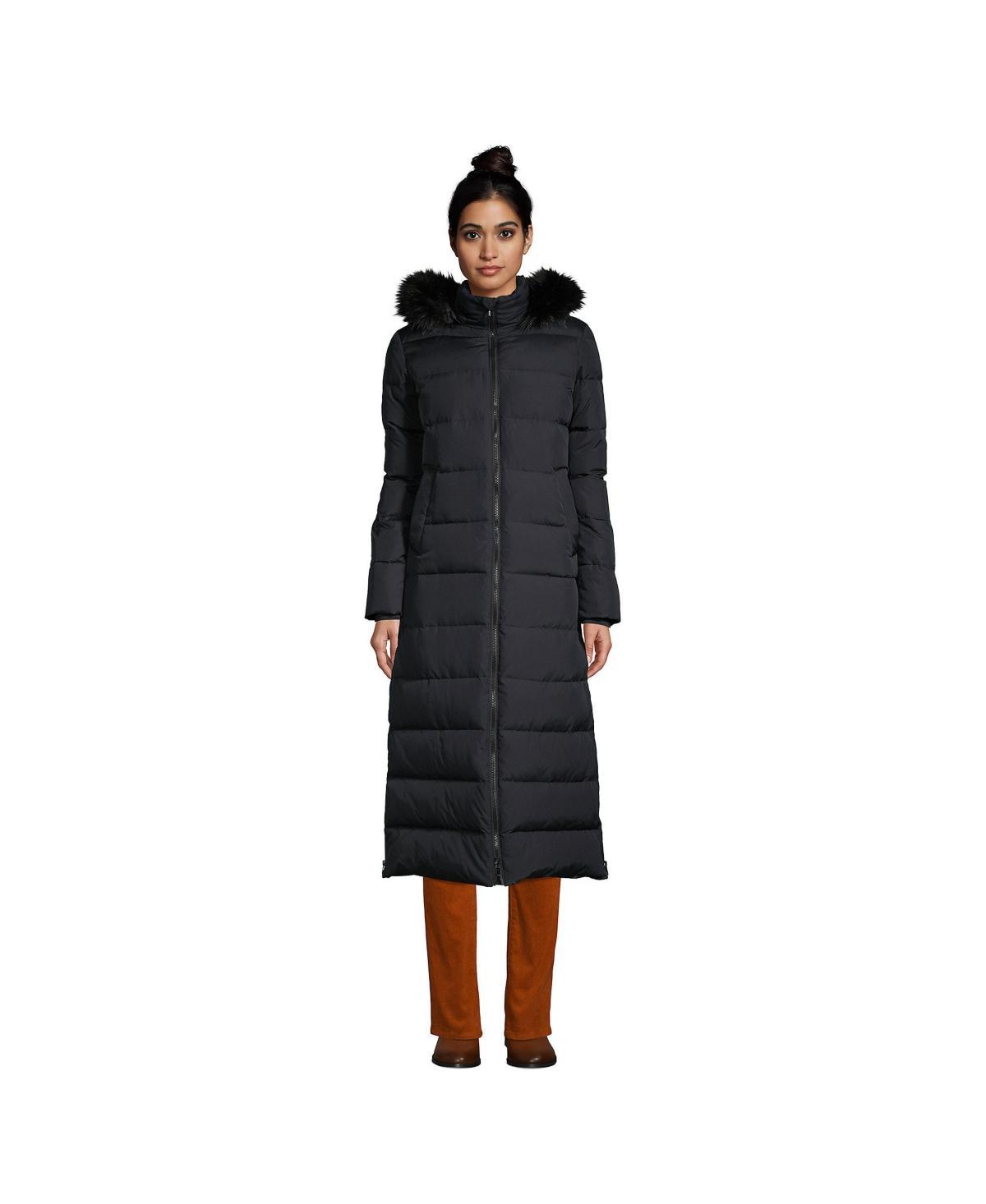 Womens Lands End Faux-Fur Hood Quilted Long Down Winter Coat Product Image