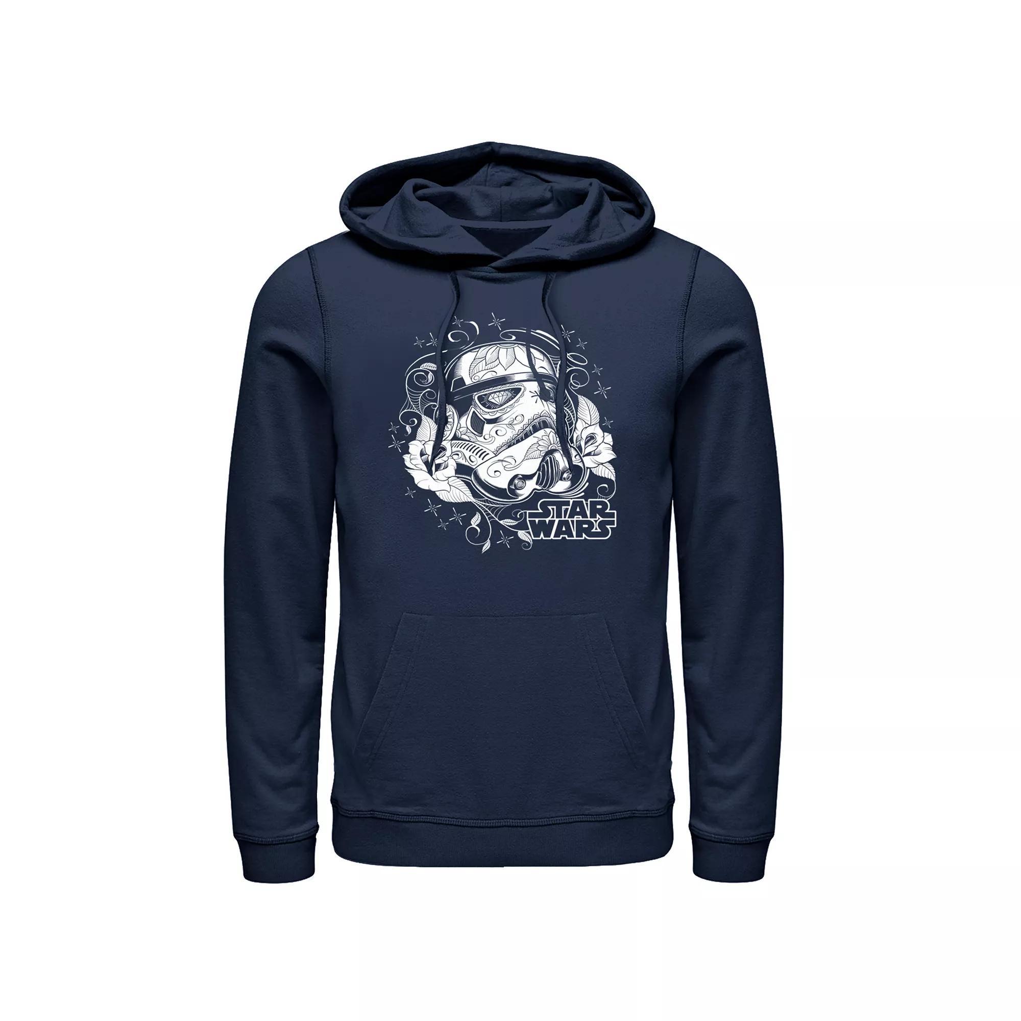 Mens Star Wars Storm Trooper Sugar Skull Pull-Over Hoodie Blue Product Image