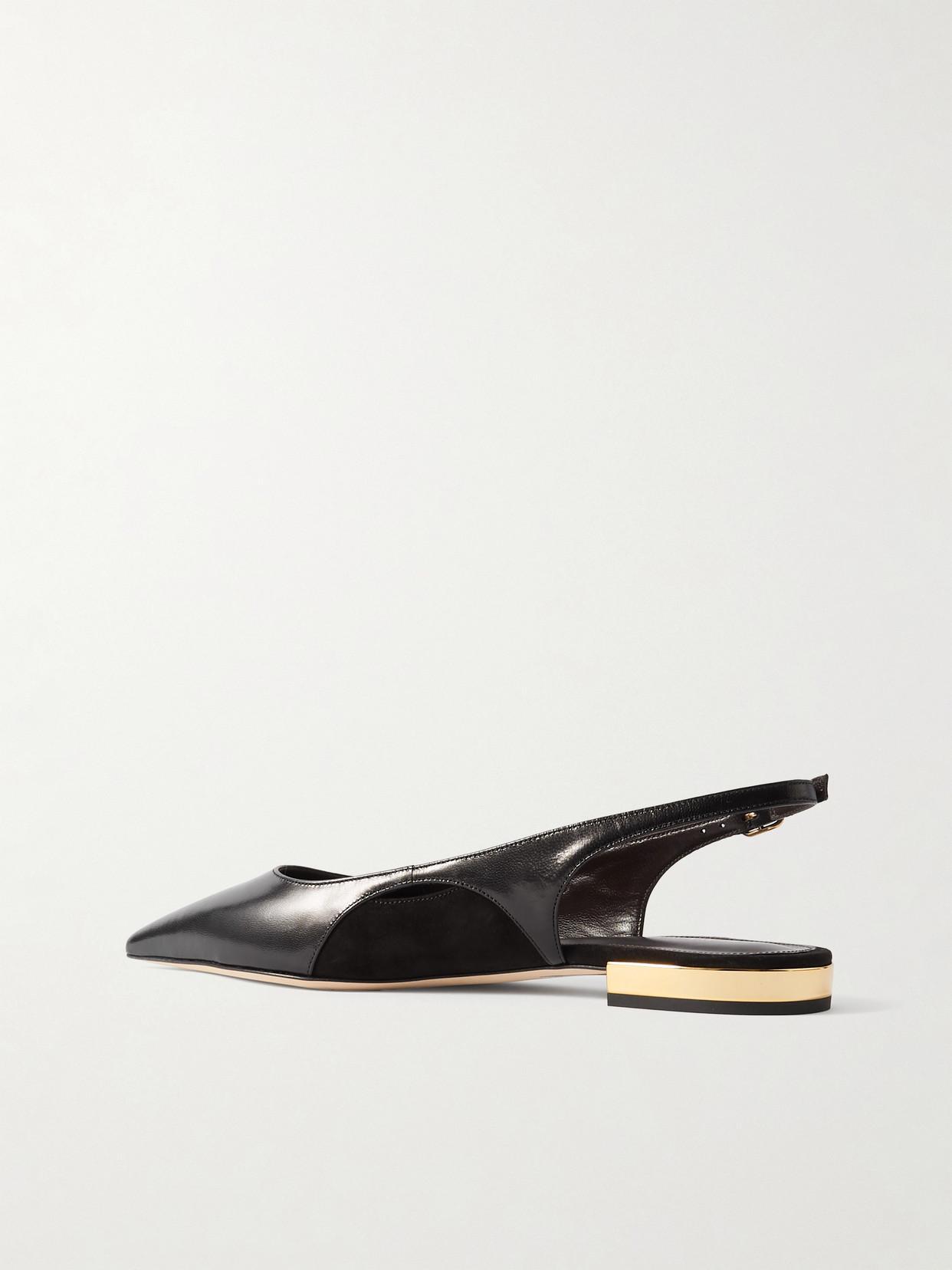 CHLOÉ Saada Suede-trimmed Leather Slingback Ballet Flats In Black Product Image