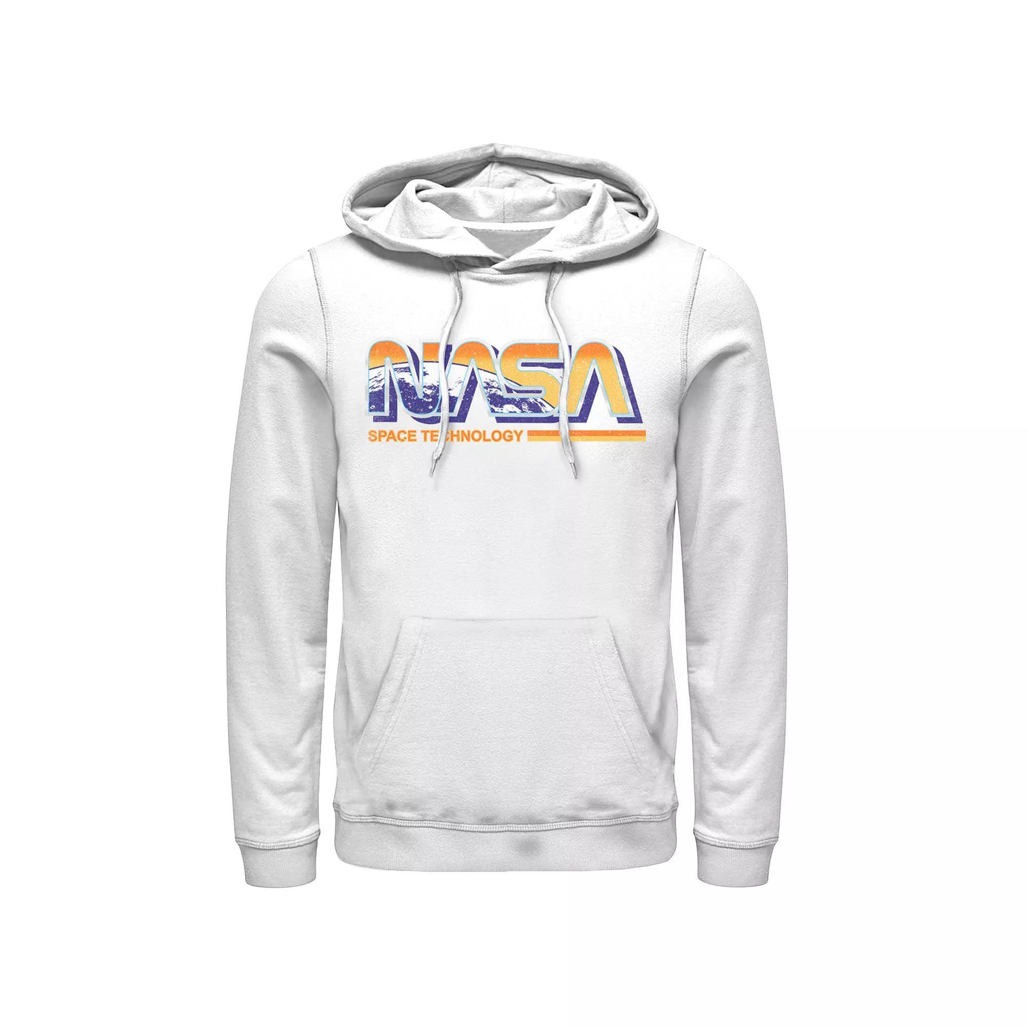Men's NASA Space Technology Retro Rainbow Logo Hoodie, Size: XL, Athletic Grey Product Image