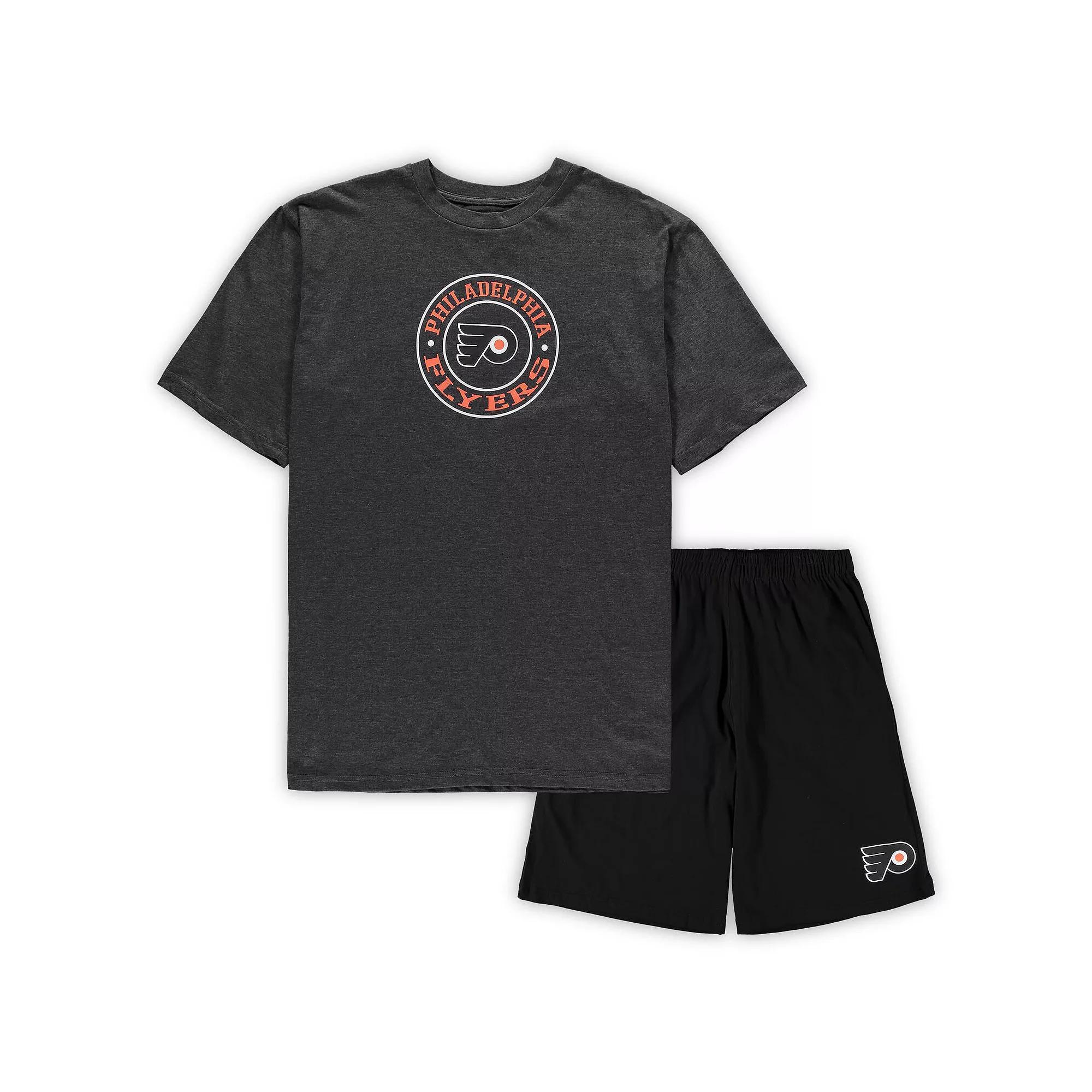 Men's Concepts Sport Black/Heathered Charcoal Philadelphia Flyers Big & Tall T-Shirt & Shorts Sleep Set, Size: 2XB, Fly Black Product Image