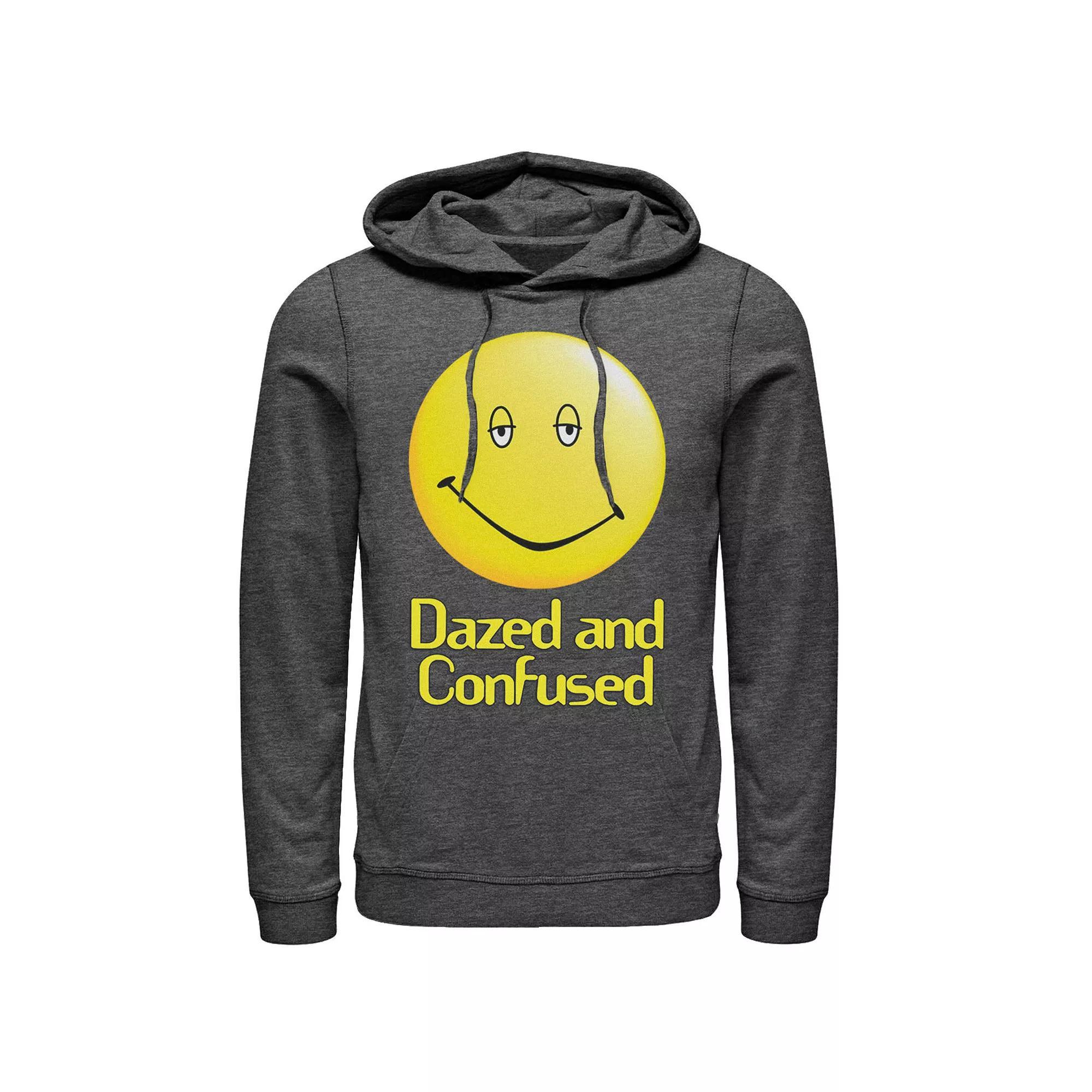 Men's Dazed And Confused Droopy Smiley Face Simple Background Hoodie, Size: Small, Grey Heather Product Image