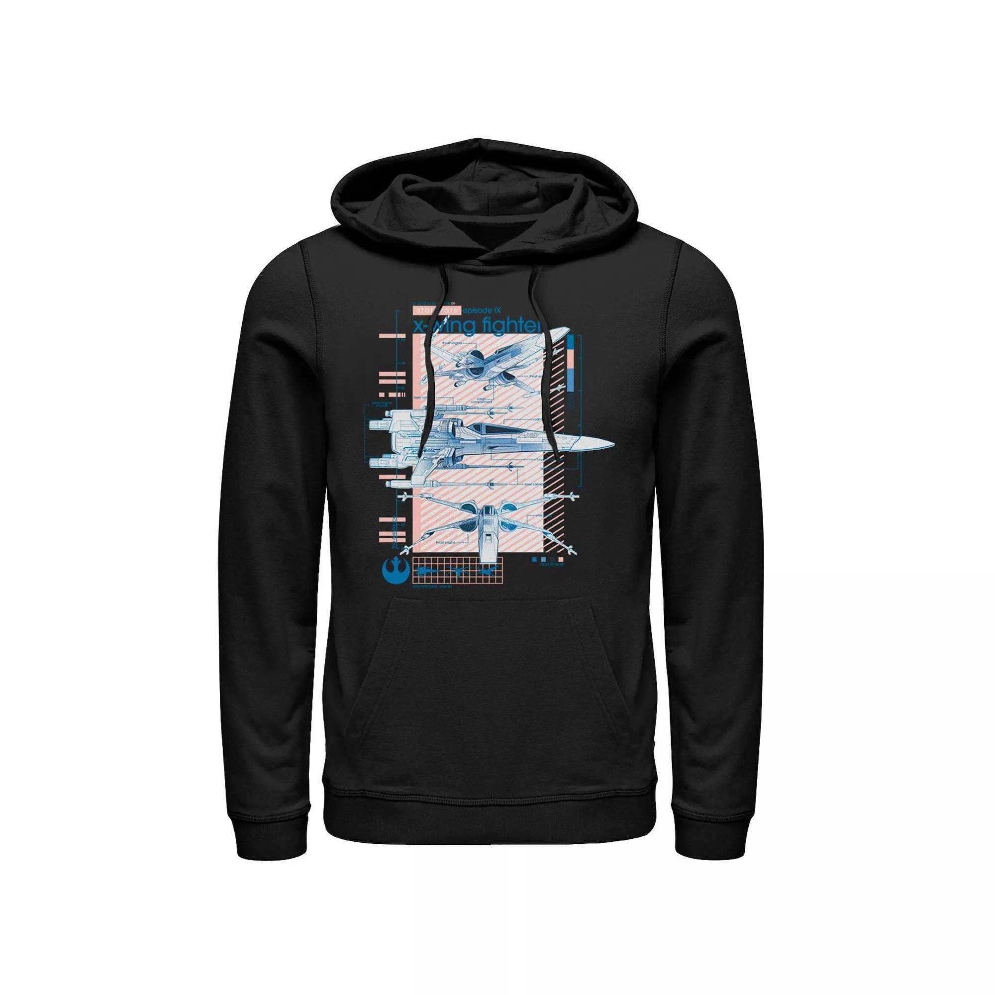 Men's Star Wars The Rise of Skywalker X-Wing Details Graphic Hoodie, Size: Small, Black Product Image