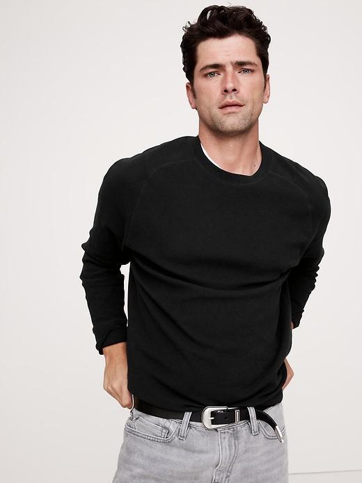 Waffle-Knit Crew-Neck T-Shirt Product Image