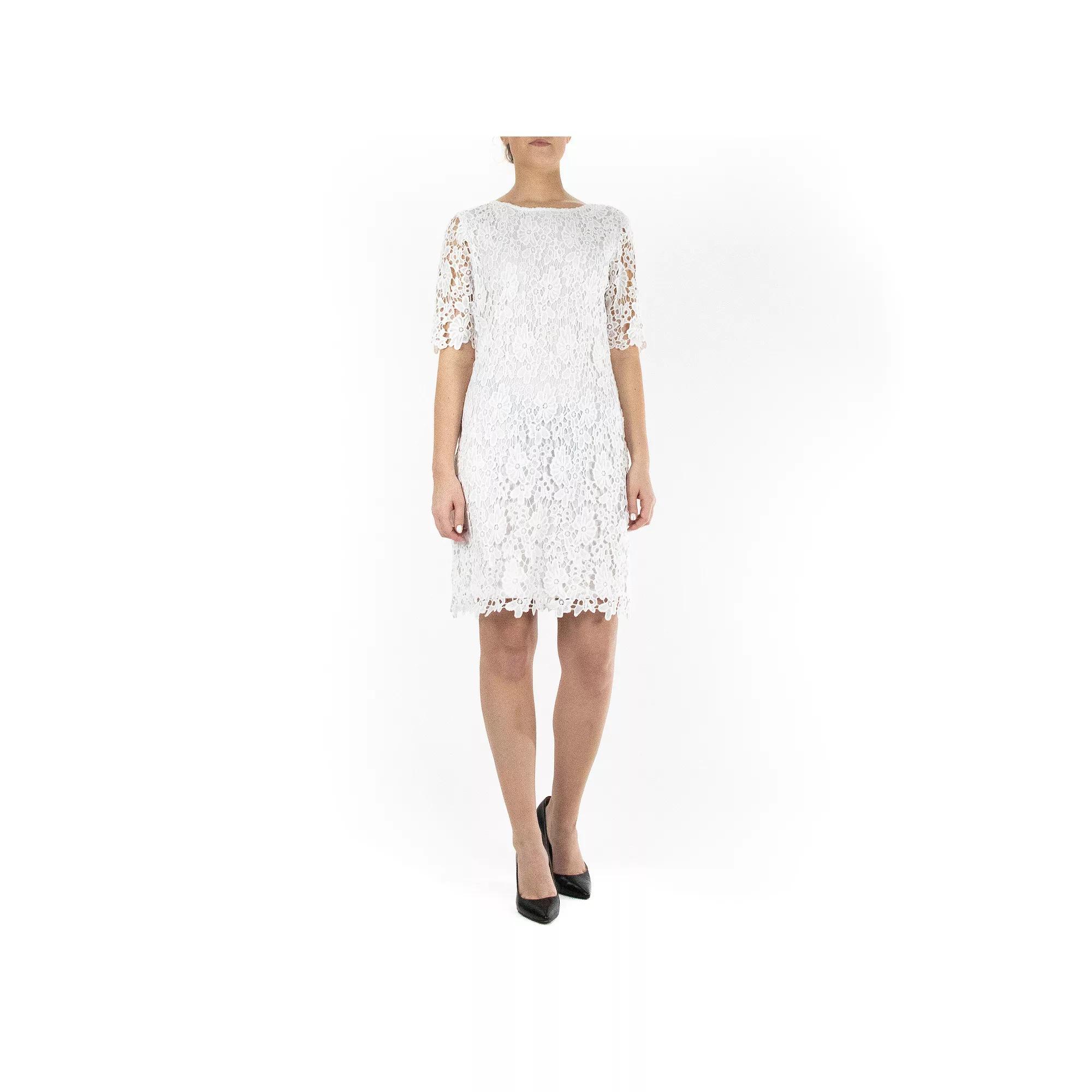 Women's Nina Leonard Floral Lace Sheath Cocktail Dress, Size: XL, Ivory Product Image