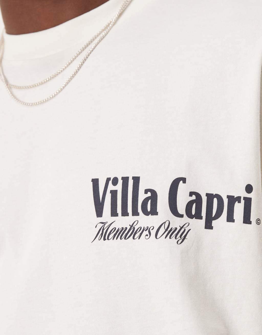 ASOS DESIGN boxy oversized T-shirt with villa graphic in cream Product Image