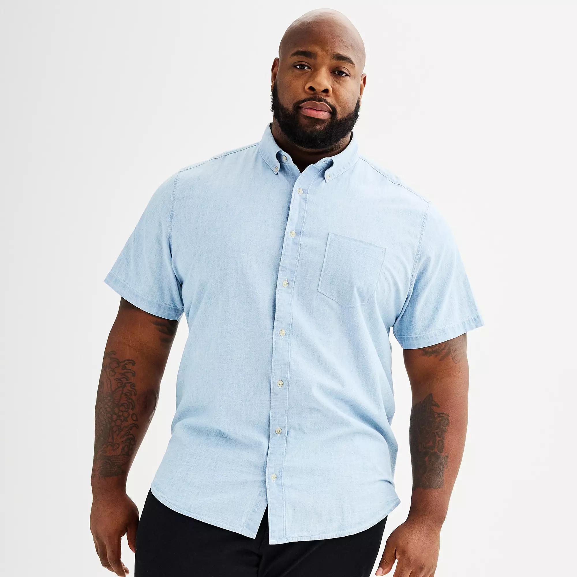 Big & Tall Sonoma Goods For Life® Perfect-Length Button-Down Shirt, Men's, Size: 2XB, Light Blue Product Image
