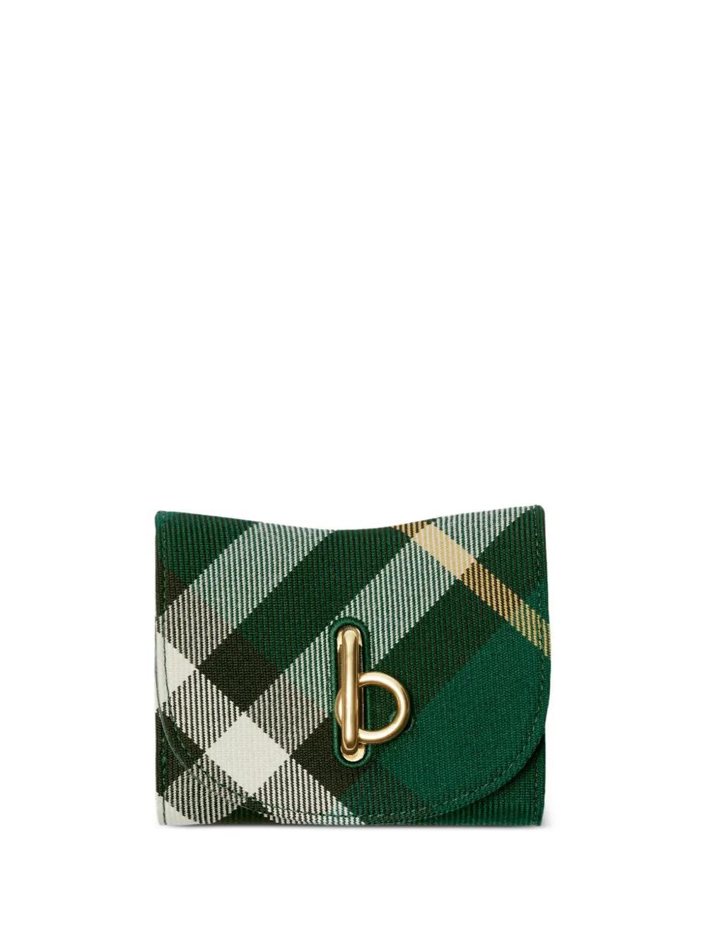 BURBERRY Rocking Horse Checked Wallet In Green Product Image