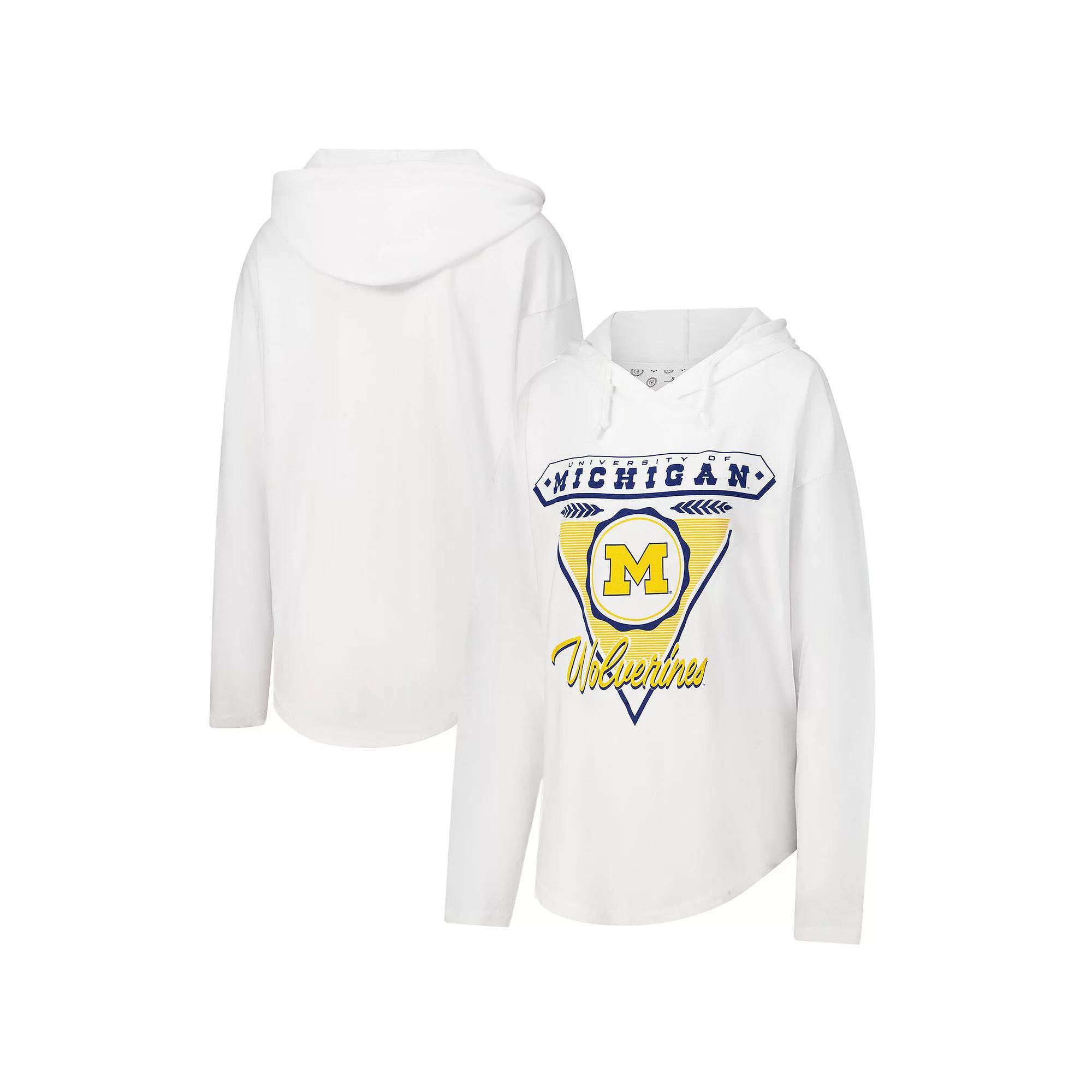 Women's Pressbox White Michigan Wolverines San Bruno Hoodie Long Sleeve T-Shirt, Size: XL Product Image