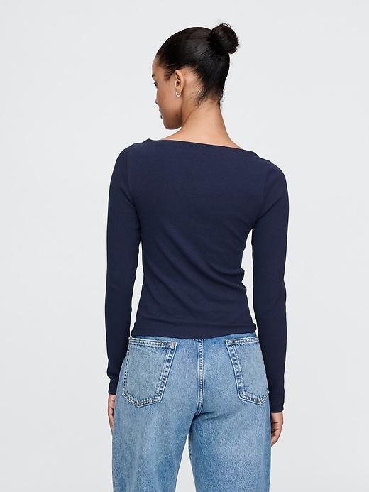 Modern Rib Cropped Boatneck T-Shirt Product Image