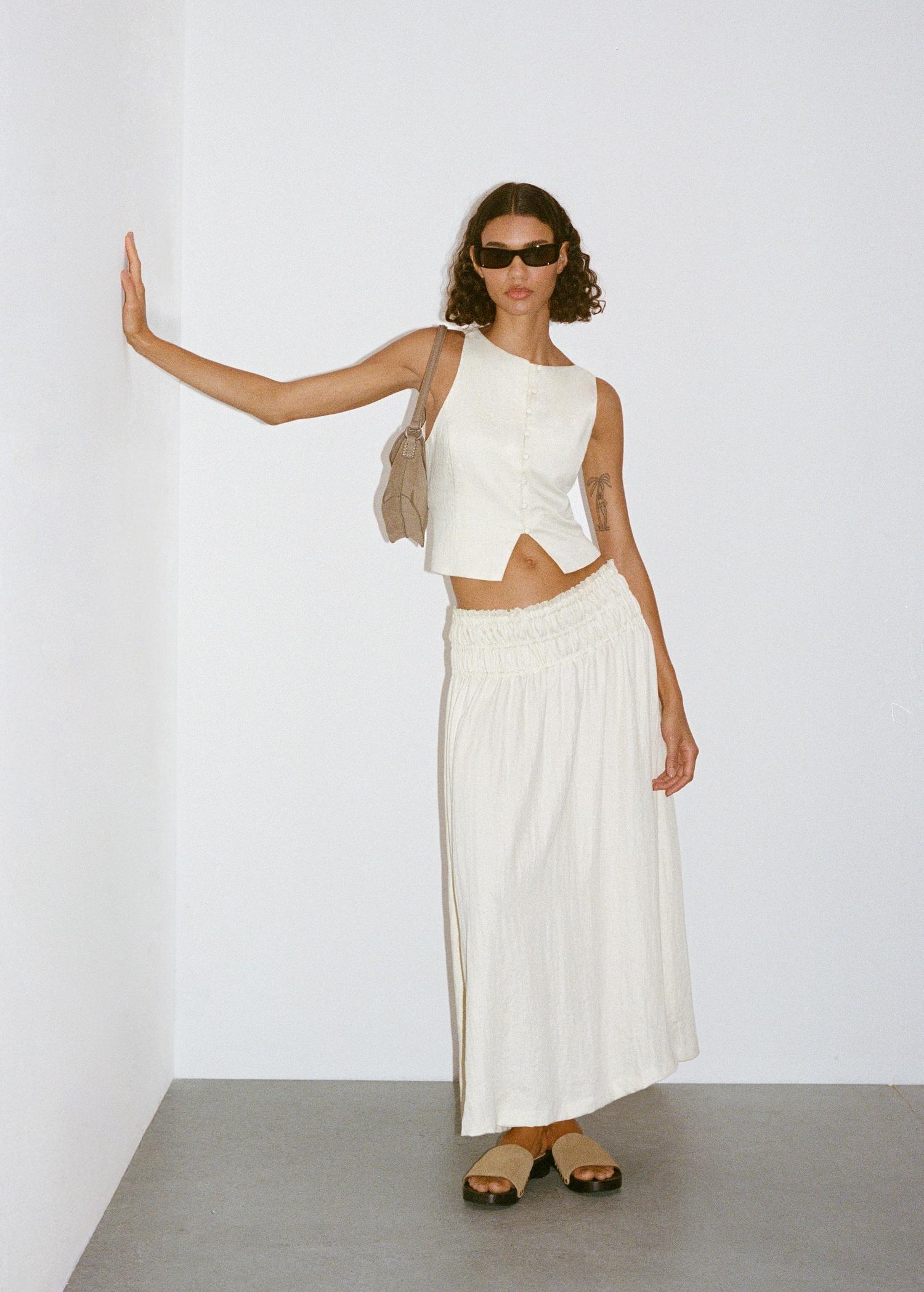 Long gathered panel skirt - Women | MANGO USA Product Image