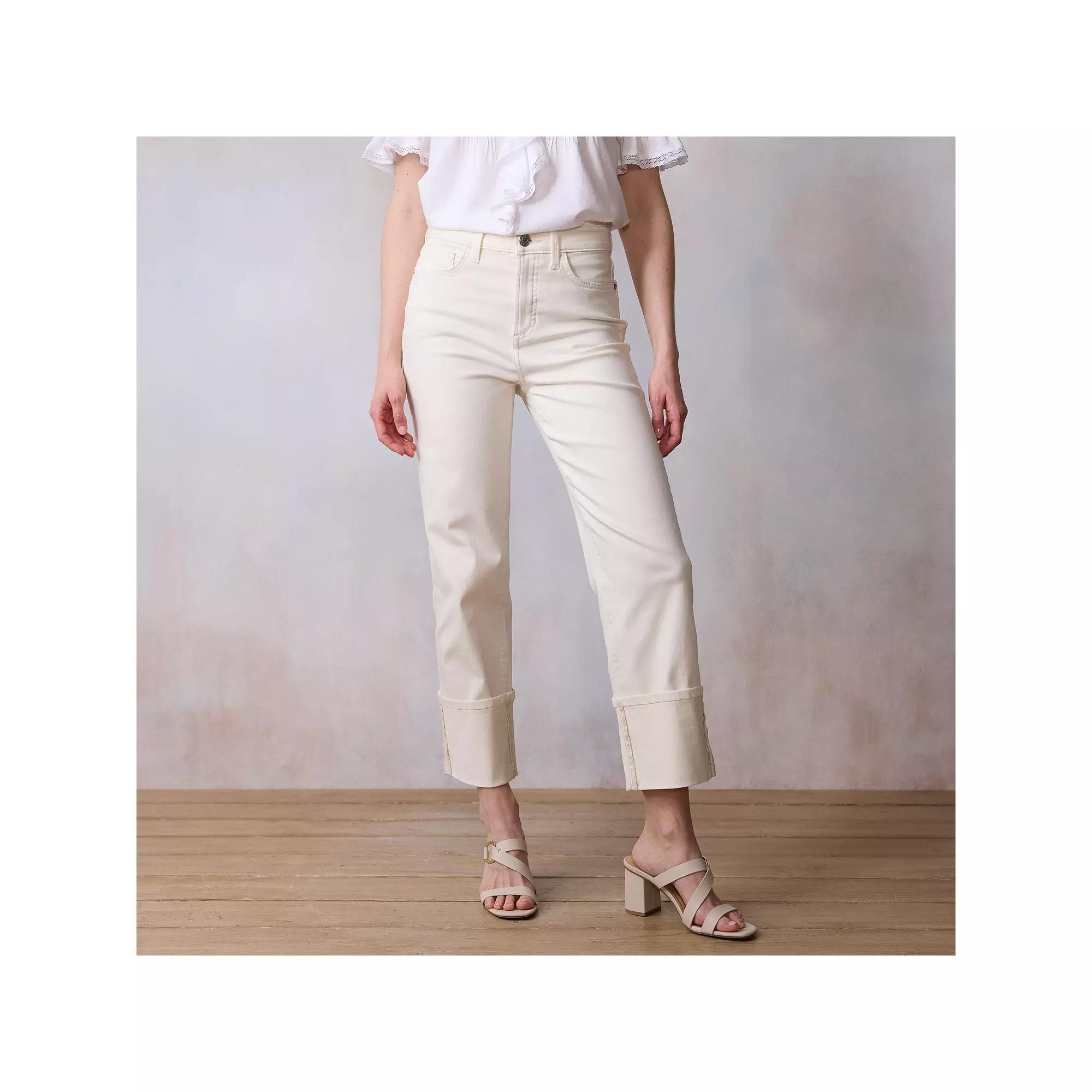 Women's LC Lauren Conrad Super High-Rise True Straight Jeans, Size: 12 Short, Ivory Silk Product Image