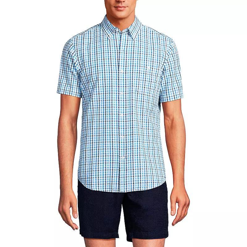 Mens Lands End Button-Down Seersucker Shirt Product Image