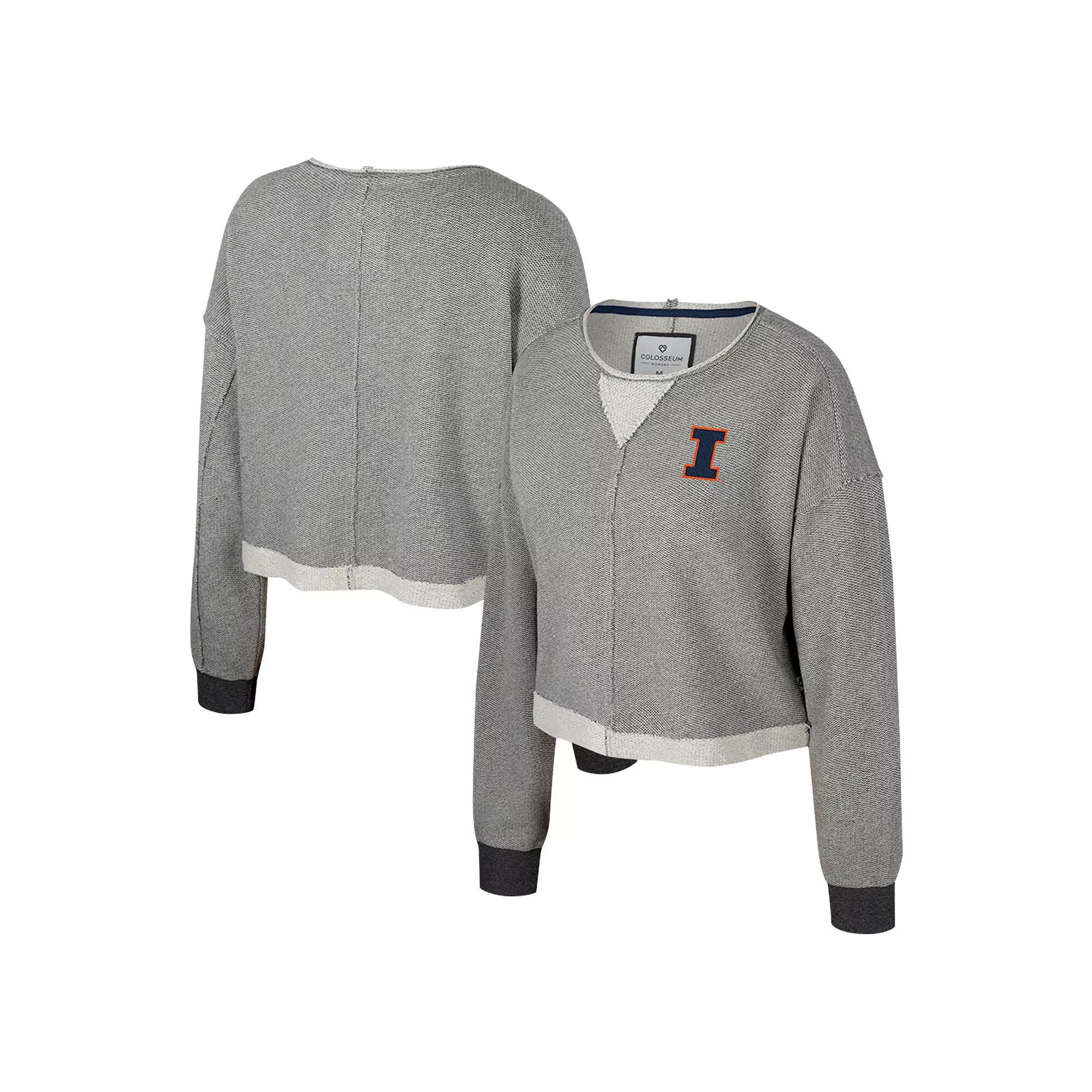 Women's Colosseum Charcoal Indiana Hoosiers Magnum Scoop Neck Cropped Pullover Sweatshirt, Size: XXL Product Image