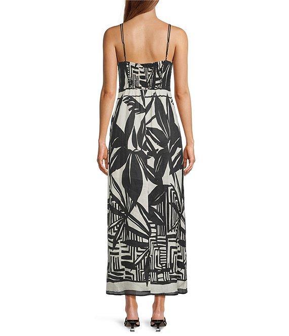 Antonio Melani Destiny Palm Printed Linen Square Neck Sleeveless Maxi Dress Product Image